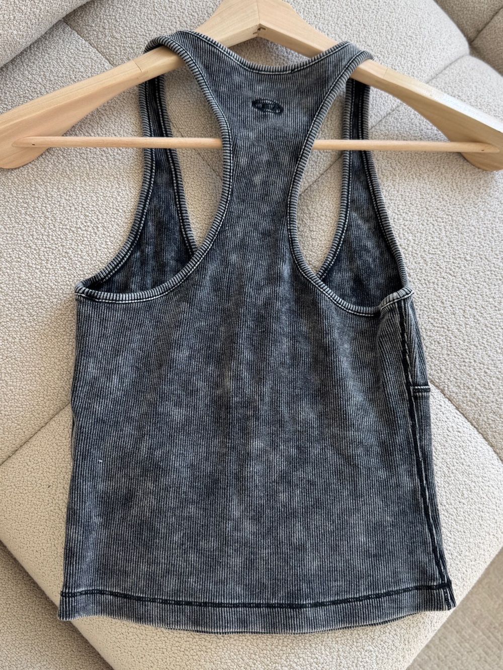 Diesel Black Washed Ribbed Racerback Tank with Front Buttons - Picture 2 of 2